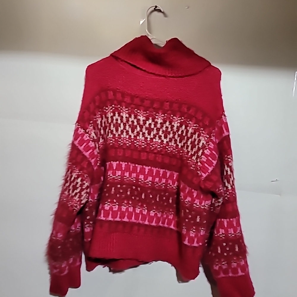 Universal Thread Red and Pink Cowl Neck Sweater